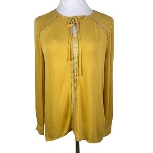 Jack by BB Dakota Tie V-Neck Peasant Blouse Women's XS‎ Light Butterscotch NEW